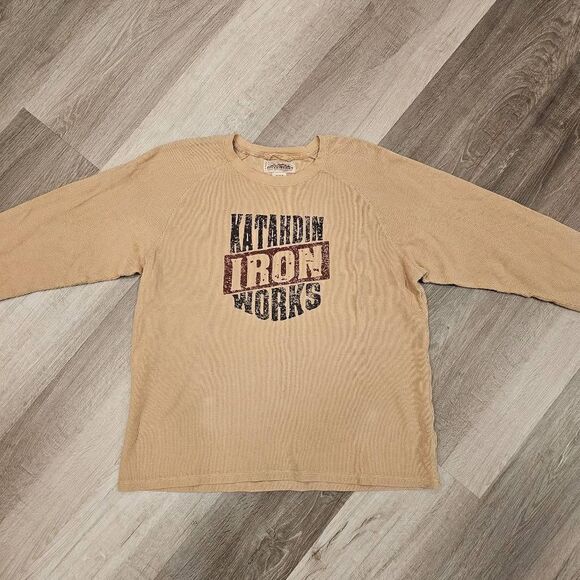 L.L.Bean Vintage Men's Waffle Graffic Crew Work Sweater Waffle Cotton Fabric siz - Picture 1 of 4